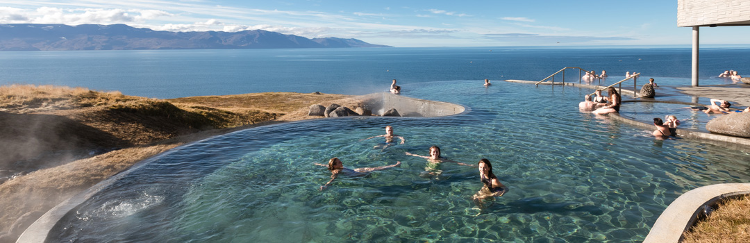 GeoSea Spa with views of the ocean and mountains.