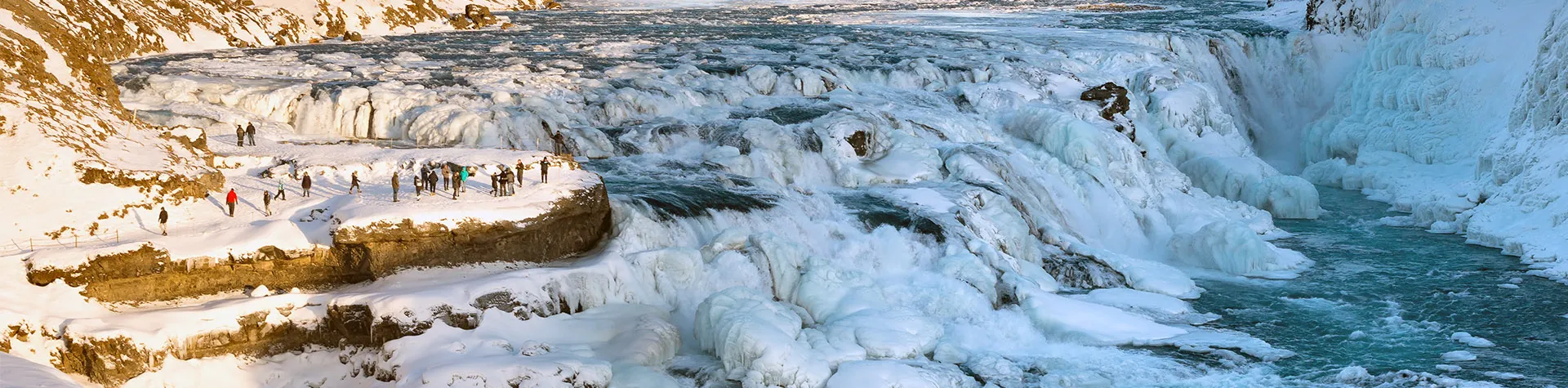 gullfoss, island, vinter