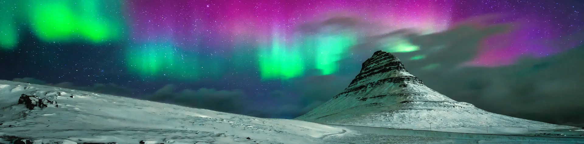 Northern lights Kirkjufell in west Iceland.