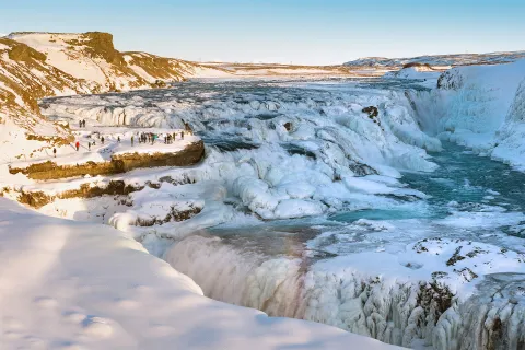 gullfoss, island, vinter