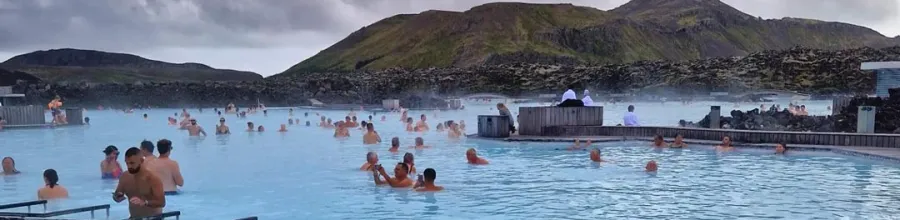 Bathing in the Blue Lagoon, photographed by Karen Kleiven.