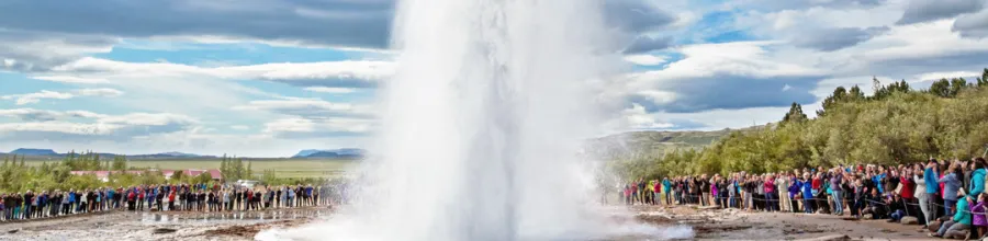 The Strokkur geyser erupting water, Iceland.