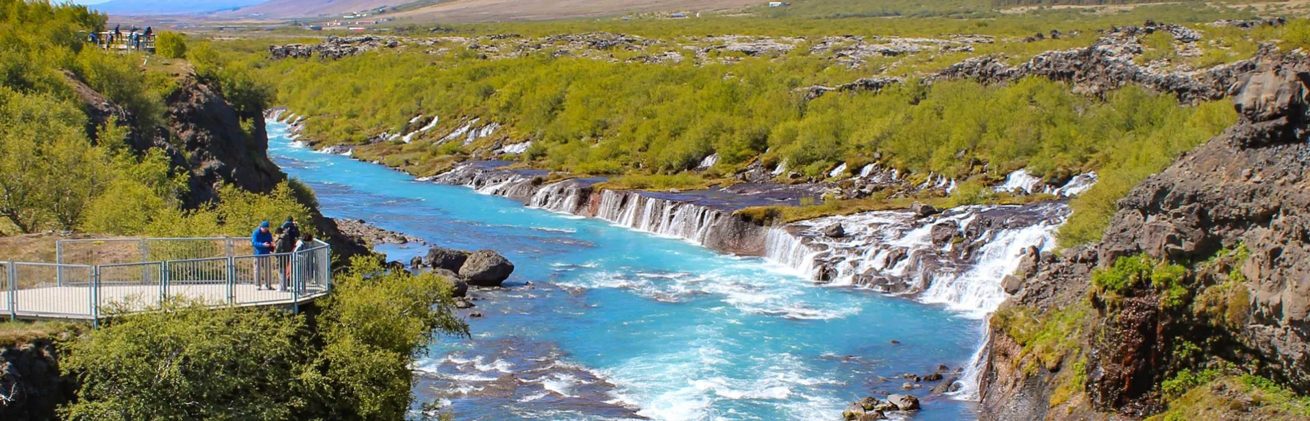 View of Hraunfossar in Iceland.