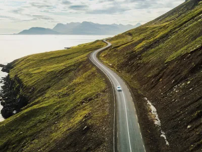 Road trip in Iceland with rental car.