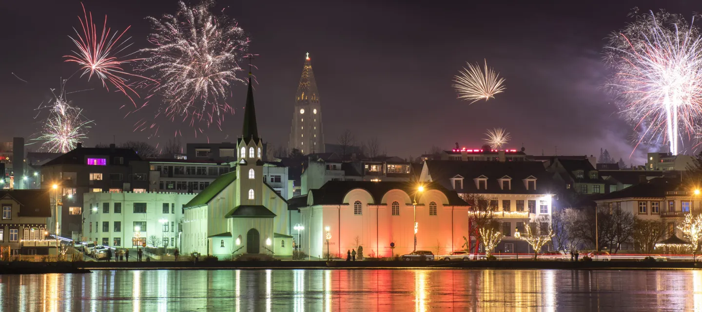 New year celebration in Reykjavik, Iceland.